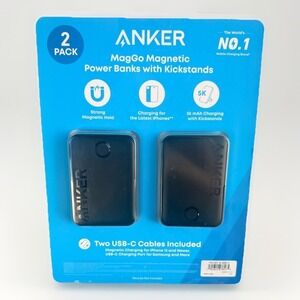 2 Pack Anker MagGo Magnetic Wireless 5000mAh Battery Power Bank with Kickstand